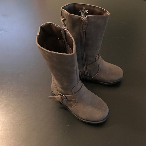 Children's Place Toddler Girls Gray/Brown Lace-Up Tall Ryder Boot - Size 7 - Picture 3 of 6